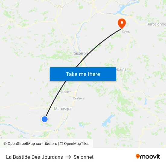 La Bastide-Des-Jourdans to Selonnet map