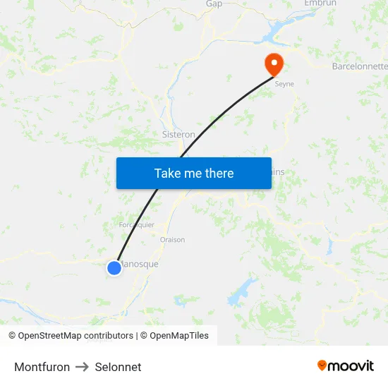 Montfuron to Selonnet map