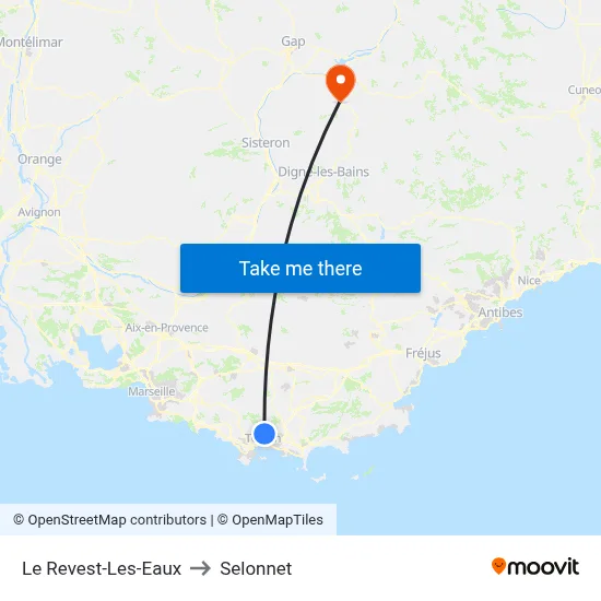 Le Revest-Les-Eaux to Selonnet map