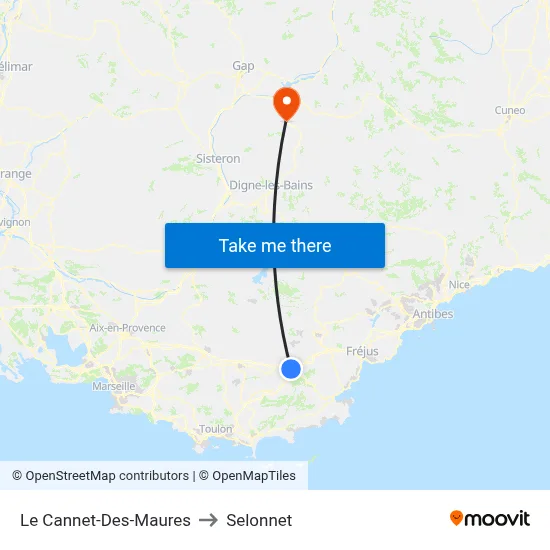 Le Cannet-Des-Maures to Selonnet map