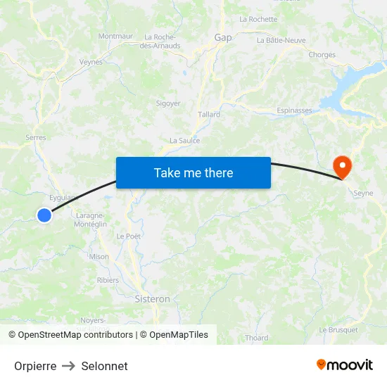 Orpierre to Selonnet map