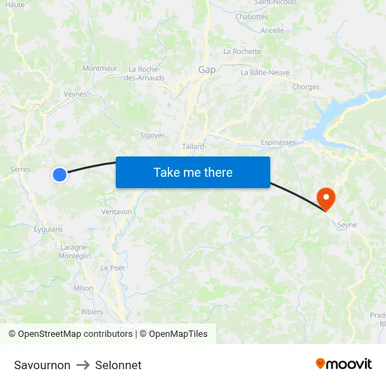 Savournon to Selonnet map