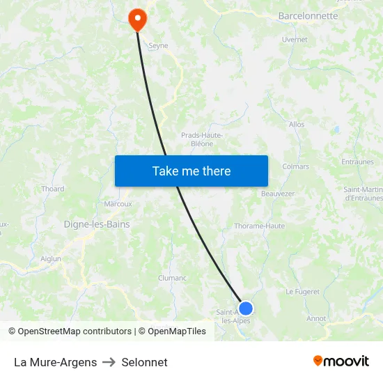 La Mure-Argens to Selonnet map