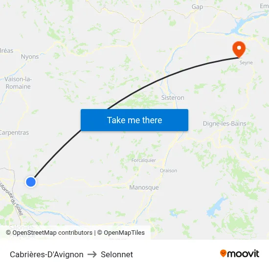 Cabrières-D'Avignon to Selonnet map