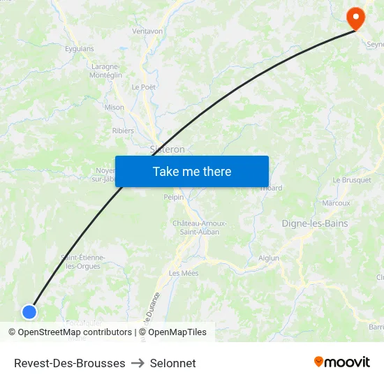 Revest-Des-Brousses to Selonnet map