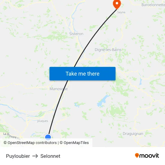 Puyloubier to Selonnet map