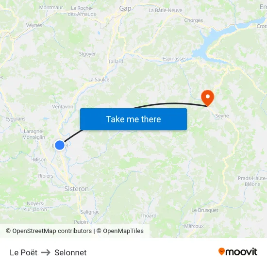 Le Poët to Selonnet map