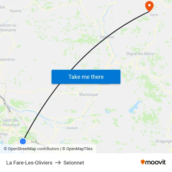 La Fare-Les-Oliviers to Selonnet map