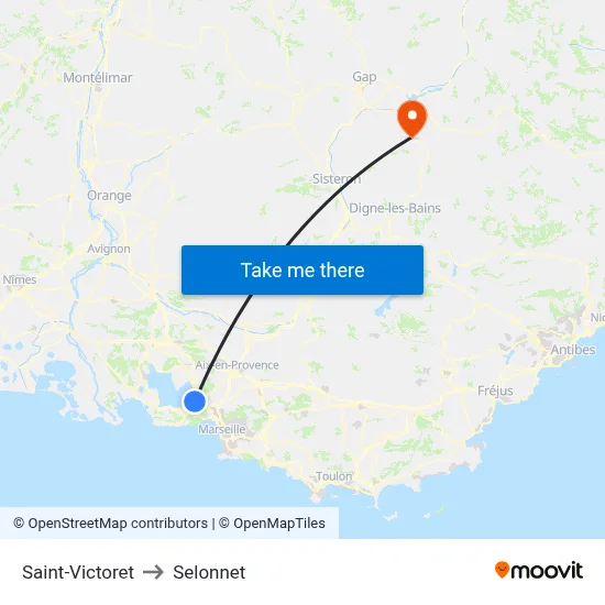 Saint-Victoret to Selonnet map