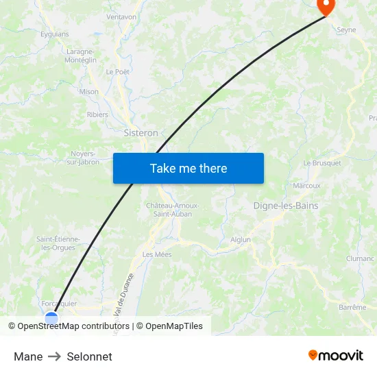 Mane to Selonnet map