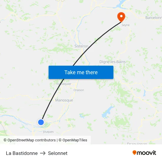 La Bastidonne to Selonnet map