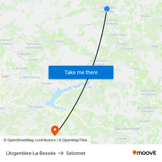 L'Argentière-La-Bessée to Selonnet map
