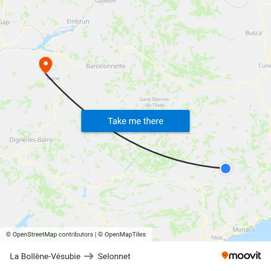 La Bollène-Vésubie to Selonnet map