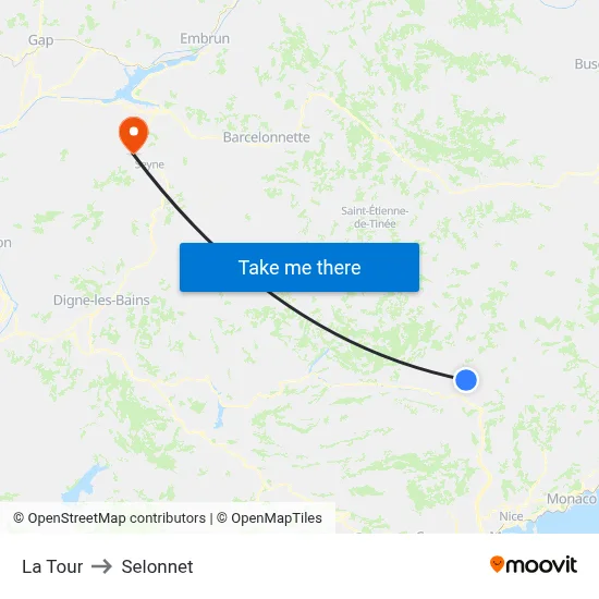 La Tour to Selonnet map