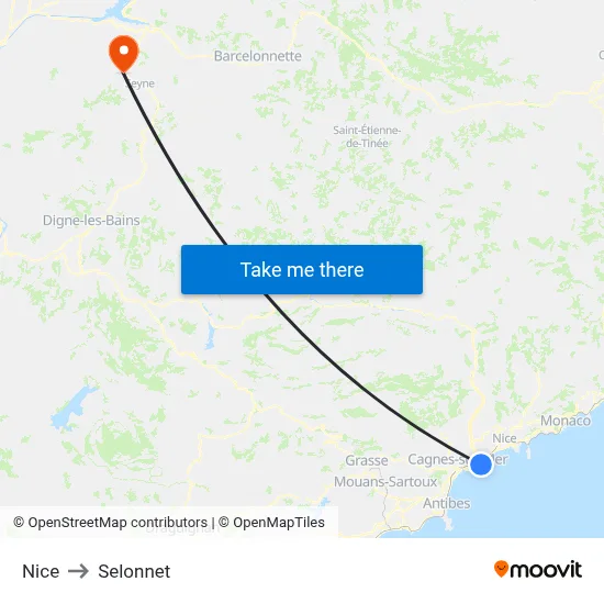 Nice to Selonnet map