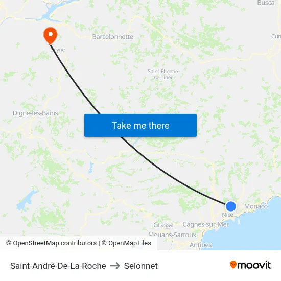 Saint-André-De-La-Roche to Selonnet map