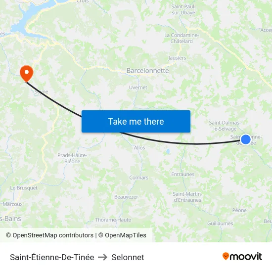 Saint-Étienne-De-Tinée to Selonnet map