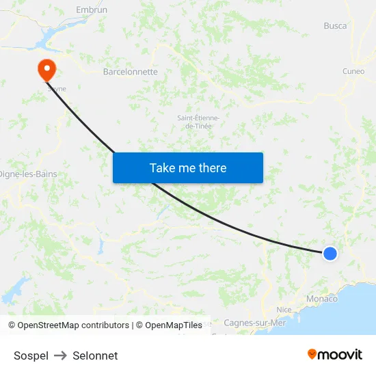 Sospel to Selonnet map