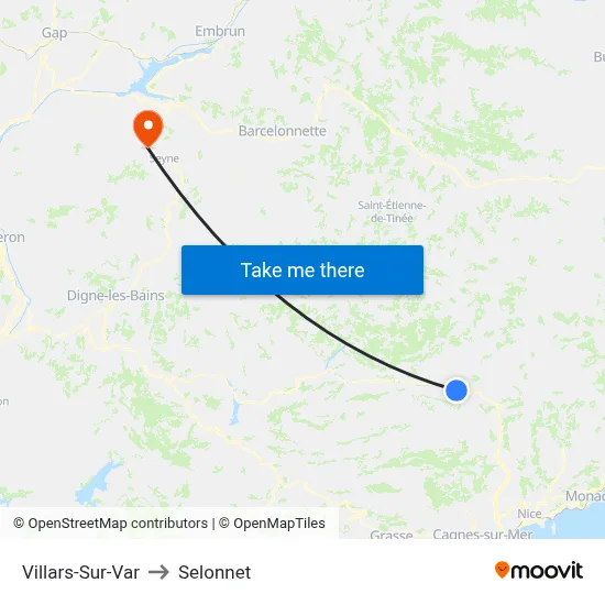Villars-Sur-Var to Selonnet map