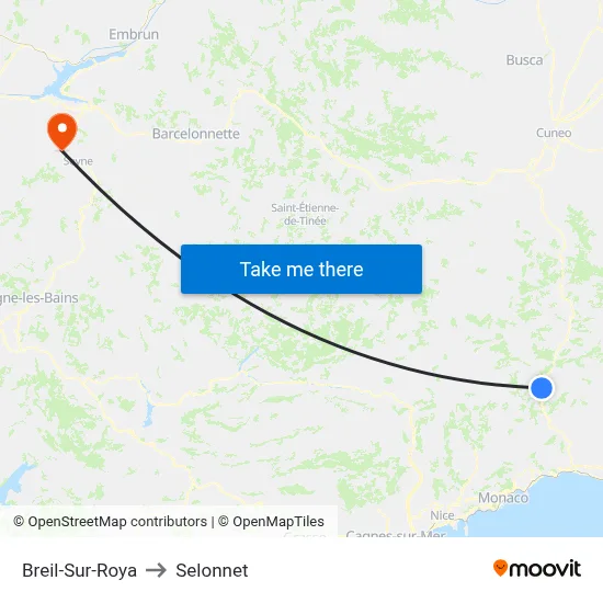 Breil-Sur-Roya to Selonnet map