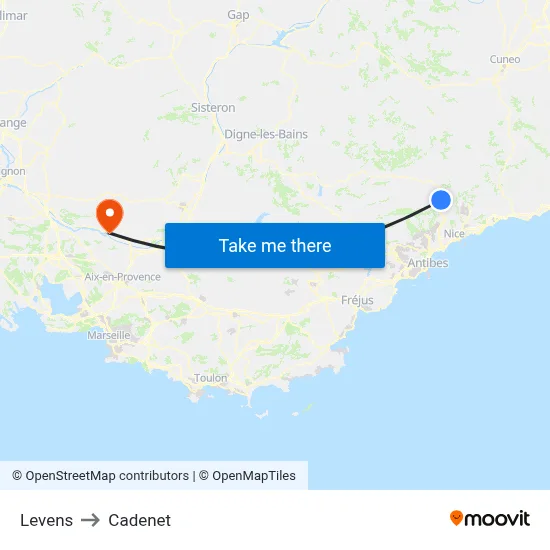 Levens to Cadenet map