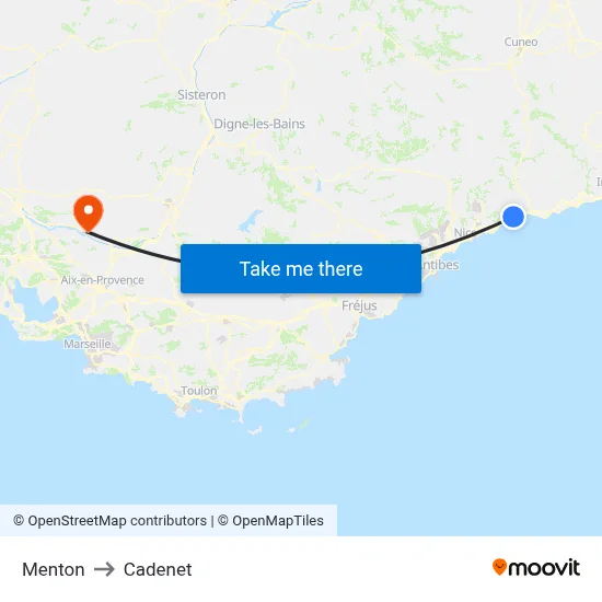 Menton to Cadenet map