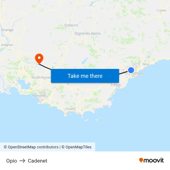 Opio to Cadenet map