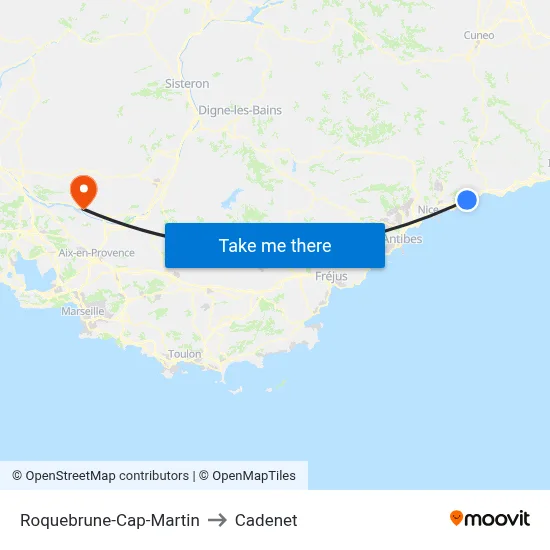 Roquebrune-Cap-Martin to Cadenet map