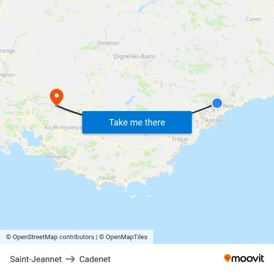 Saint-Jeannet to Cadenet map