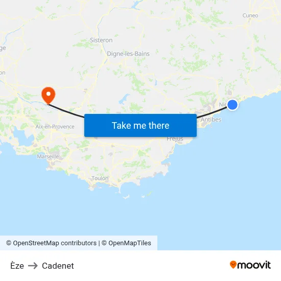 Èze to Cadenet map