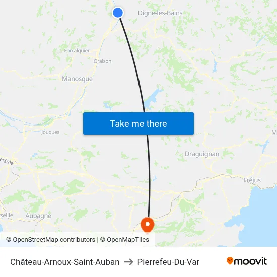 Château-Arnoux-Saint-Auban to Pierrefeu-Du-Var map