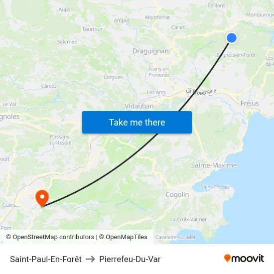 Saint-Paul-En-Forêt to Pierrefeu-Du-Var map
