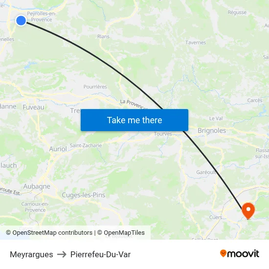 Meyrargues to Pierrefeu-Du-Var map