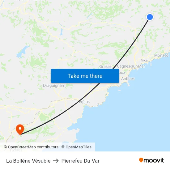La Bollène-Vésubie to Pierrefeu-Du-Var map