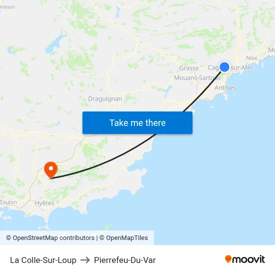 La Colle-Sur-Loup to Pierrefeu-Du-Var map
