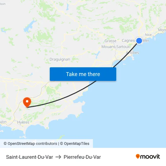 Saint-Laurent-Du-Var to Pierrefeu-Du-Var map