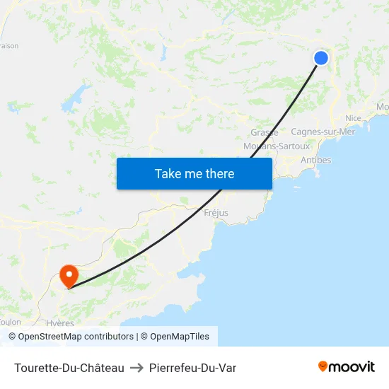 Tourette-Du-Château to Pierrefeu-Du-Var map