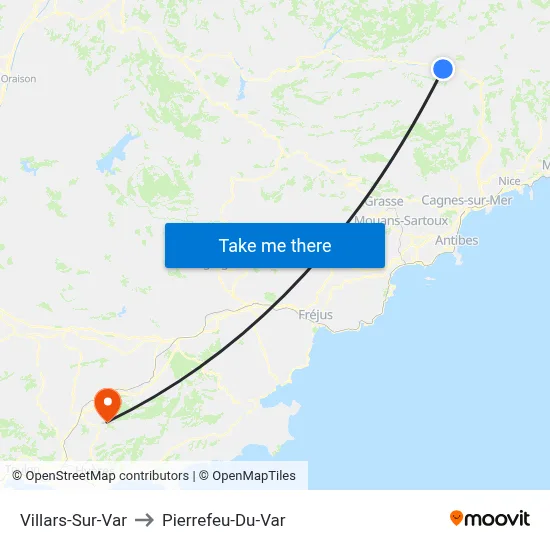 Villars-Sur-Var to Pierrefeu-Du-Var map