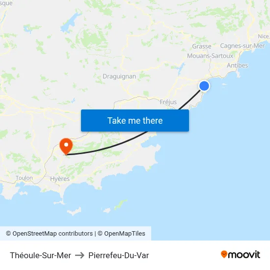 Théoule-Sur-Mer to Pierrefeu-Du-Var map
