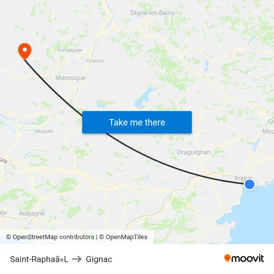 Saint-Raphaã«L to Gignac map