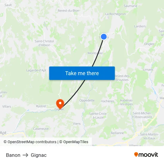 Banon to Gignac map