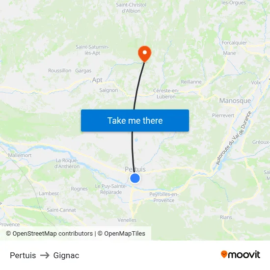 Pertuis to Gignac map