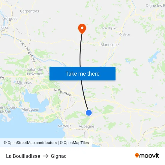La Bouilladisse to Gignac map