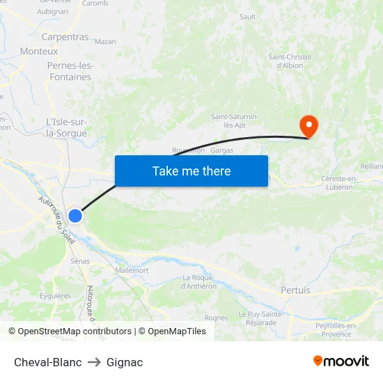 Cheval-Blanc to Gignac map