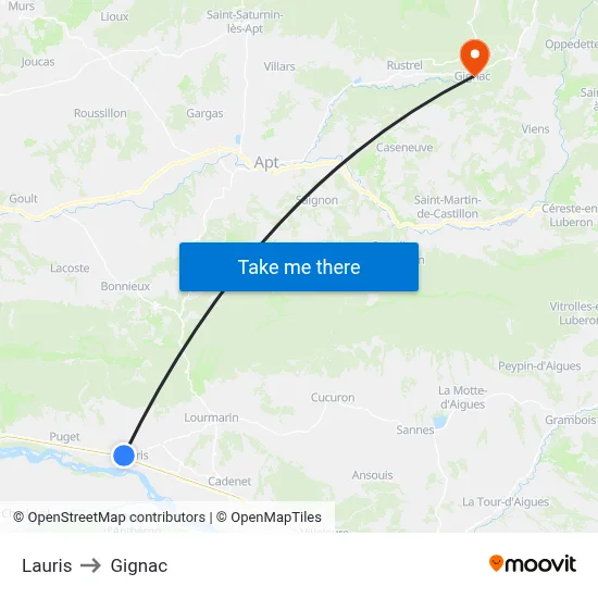 Lauris to Gignac map