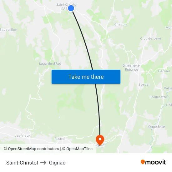 Saint-Christol to Gignac map