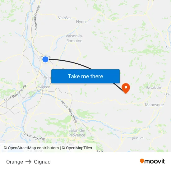 Orange to Gignac map