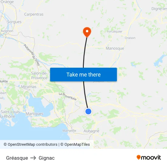 Gréasque to Gignac map