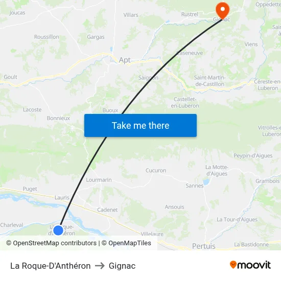 La Roque-D'Anthéron to Gignac map