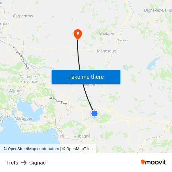 Trets to Gignac map